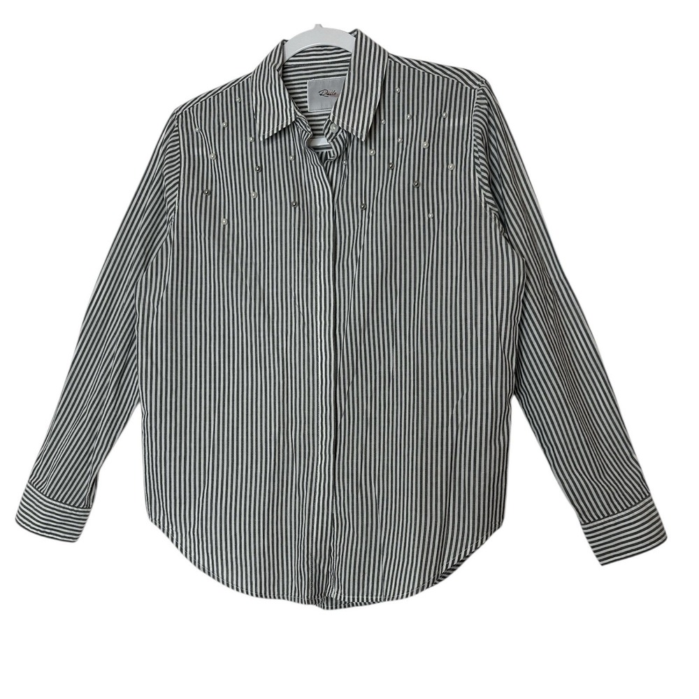 RAILS Shirt Women's Large‎ Long Sleeve Taylor Florence Stripe Studded Pearls